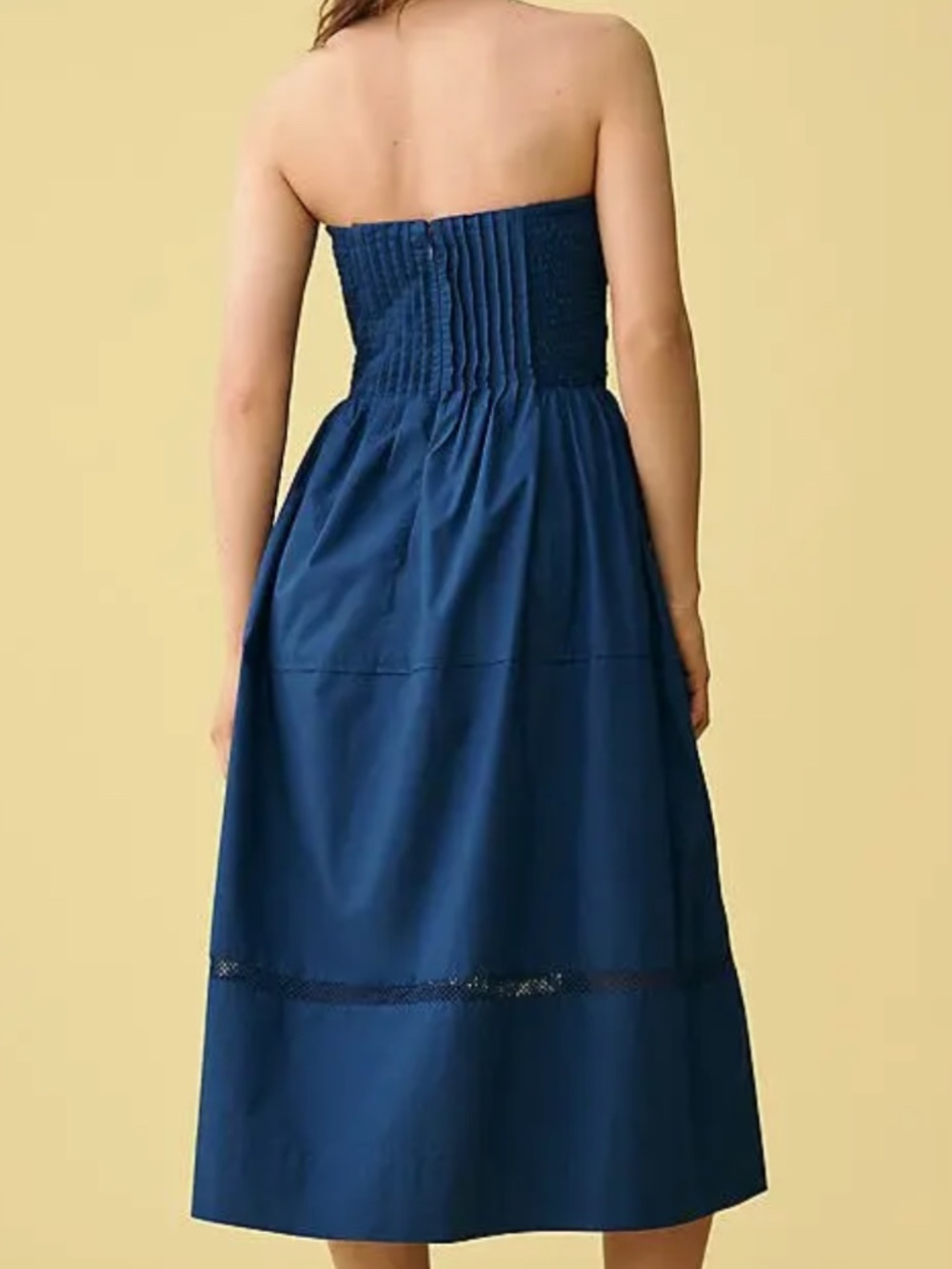 Anthropologie Cotton Poplin Strapless Midi Dress Bluing / Blue Size S - Picture 2 of 5